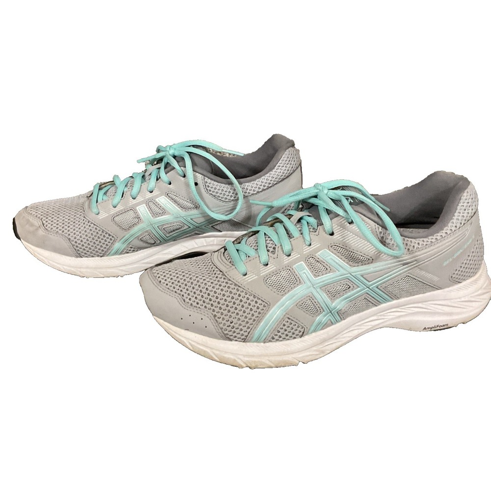 ASICS GEL Contend 5 Ampli foam Sz 10 Running‎ Walking Training Grey Aqua Green